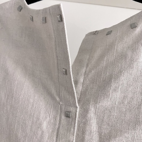 Cynthia Rowley soft beige silver shimmer stud accents pencil dress womens size 8 - Picture 4 of 5